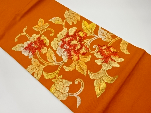 JAPANESE KIMONO / VINTAGE NAGOYA OBI / WOVEN FLOWER ARABESQUE